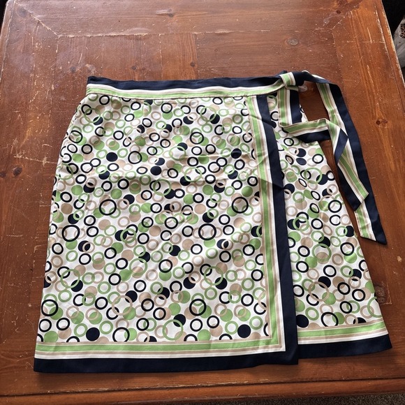 Talbots Vintage Pure Silk Floral Skirt Y2K Geometric Wrap  Lined Size 16 - Picture 1 of 4